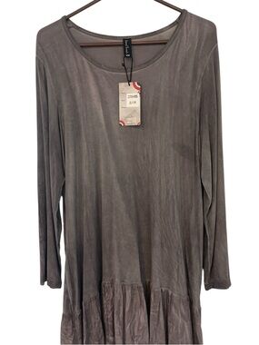 Nwt Sacred Threads Long Sleeve mini tunic  in Taupe Gray size s/m